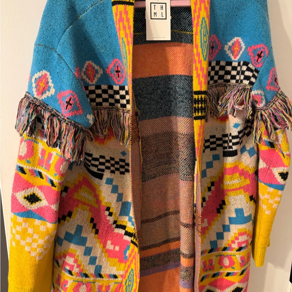 NWT THML open front Southwest themed sweater cardigan